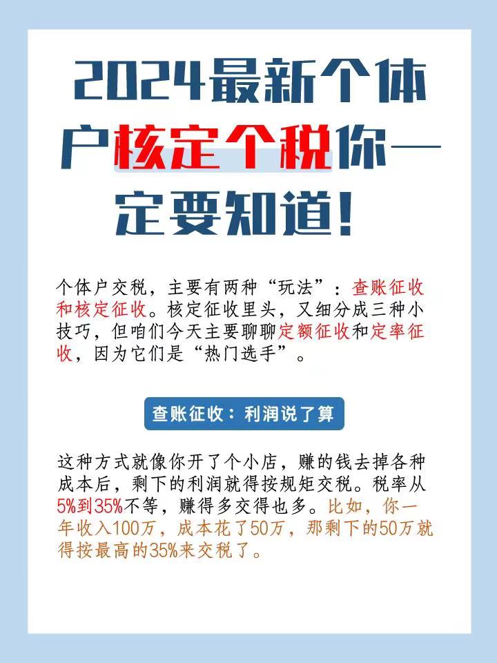 莱芜2024最新个体户核定个税你一定要知道！
